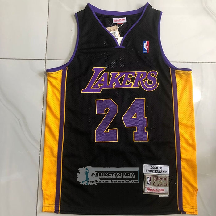 Camiseta Los Angeles Lakers Kobe Bryant NO 24 Mitchell & Ness 2009-10 Negro